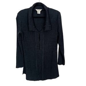 Exclusively Misook Cardigan Long Sleeve Sweater Heather Gray XSmall Petite XSP